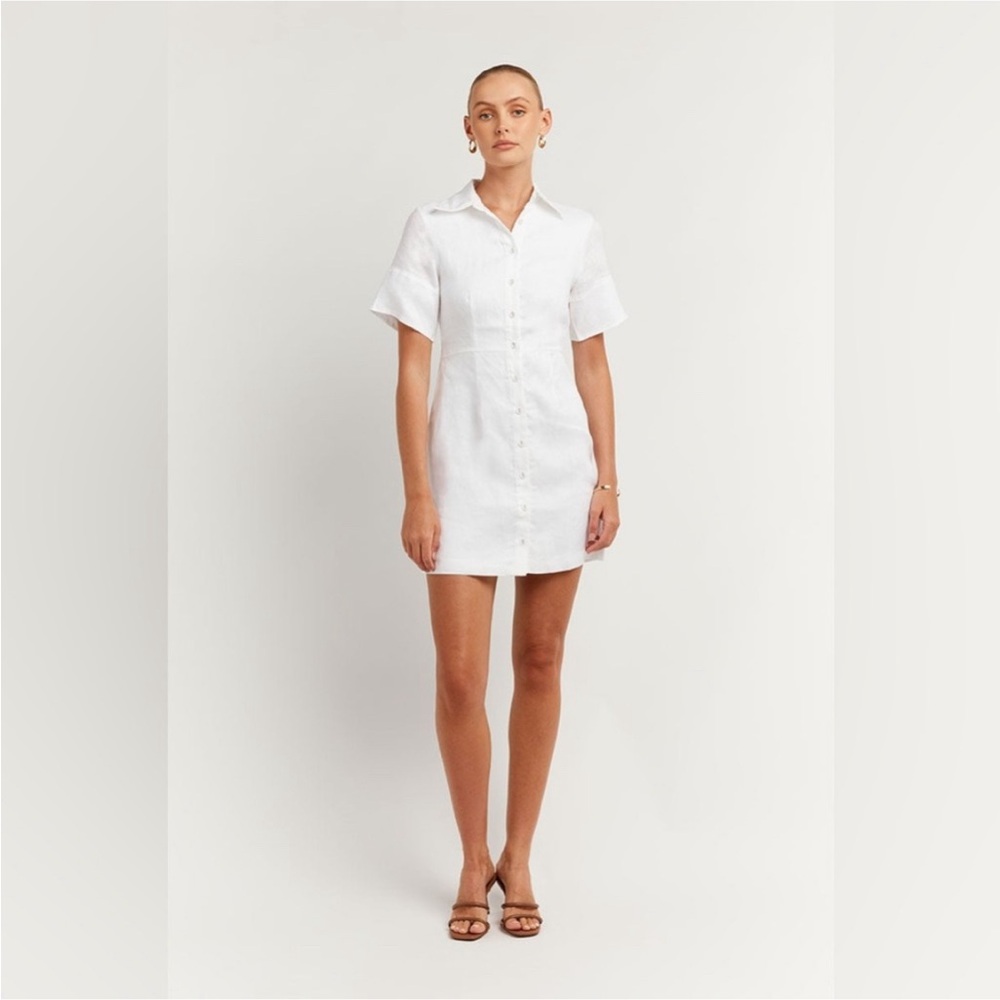DISSH white leopold linen shirt dress - altered